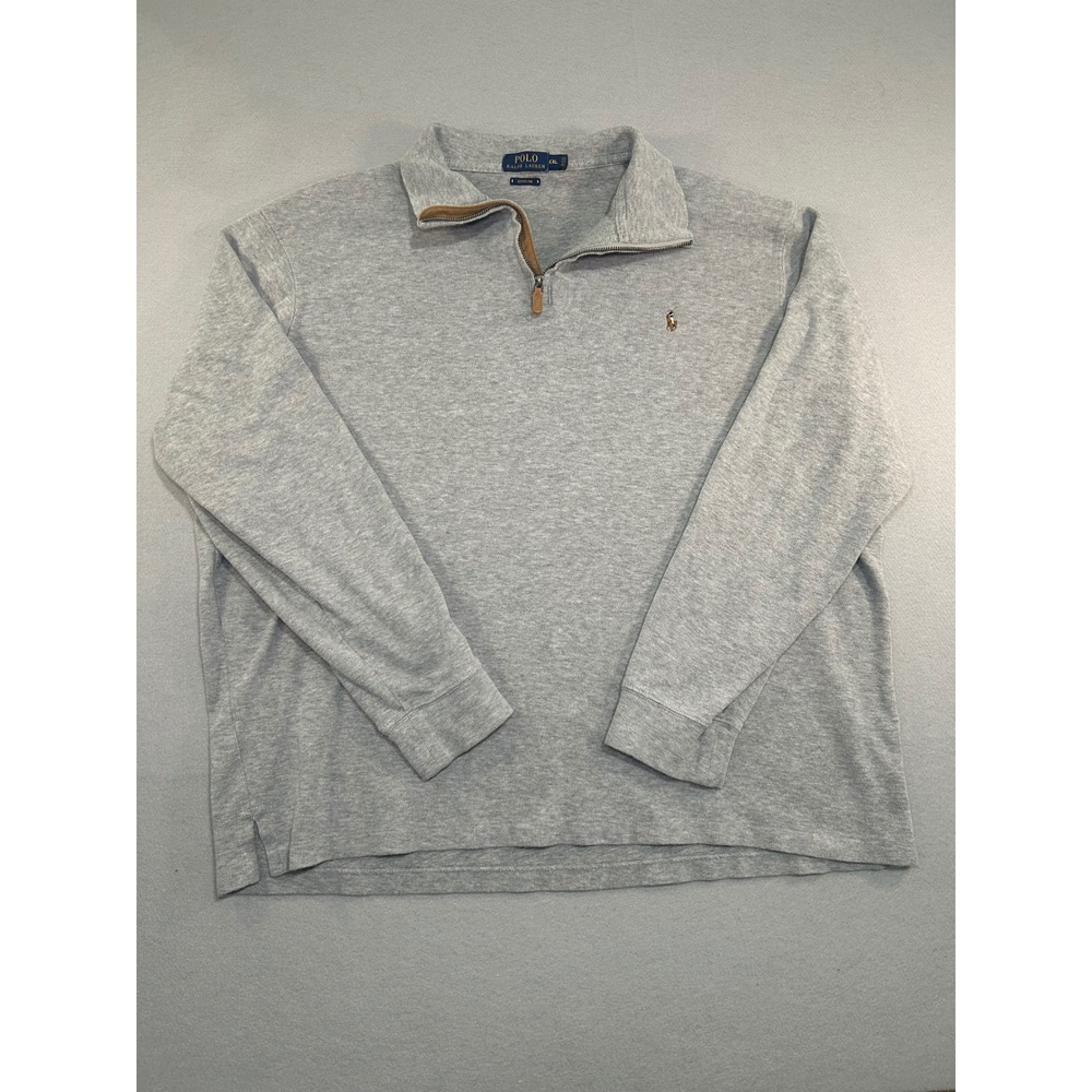 Polo Ralph Lauren 1/4 Zip Pullover Mens XXL Gray Estate Rib Cotton Long Sleeve